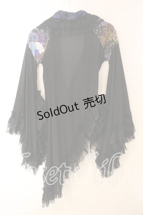 画像5: Qutie Frash / メッシュショルダーアシメ着物カーディガン  ブラック×ブルー O-25-12-15-079-QU-JA-OW-OS (5)