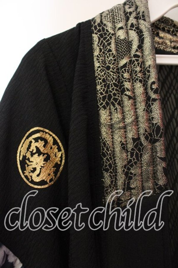 画像2: Qutie Frash / バックメッシュ着物カーディガン  ブラック O-25-12-15-083-QU-TO-OW-OS (2)