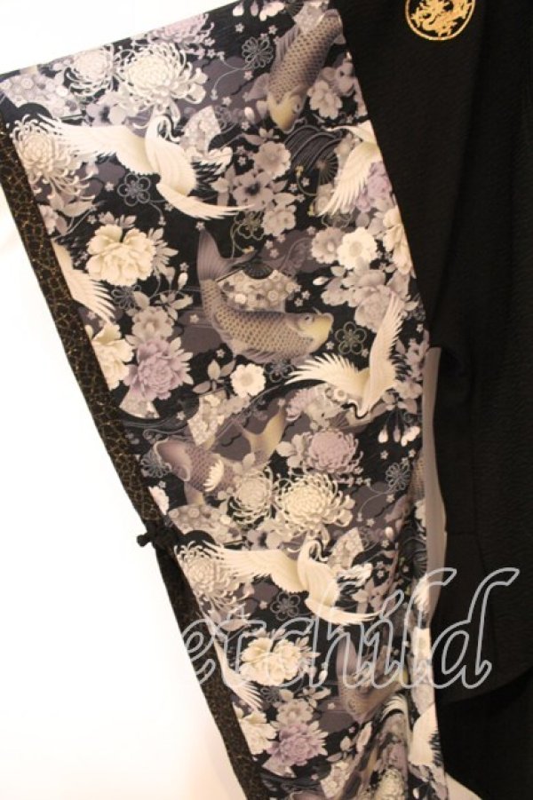 画像3: Qutie Frash / バックメッシュ着物カーディガン  ブラック O-25-12-15-083-QU-TO-OW-OS (3)