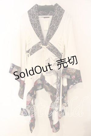 画像: Qutie Frash / 抜き襟カーディガン  ホワイト×パープル O-25-12-15-084-QU-TO-OW-OS