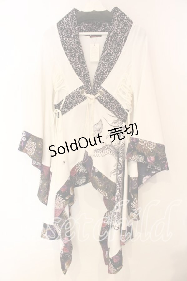 画像1: Qutie Frash / 抜き襟カーディガン  ホワイト×パープル O-25-12-15-084-QU-TO-OW-OS (1)