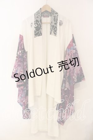 画像: Qutie Frash / 和柄切替羽織  ホワイト×パープル O-25-12-15-085-QU-TO-OW-OS