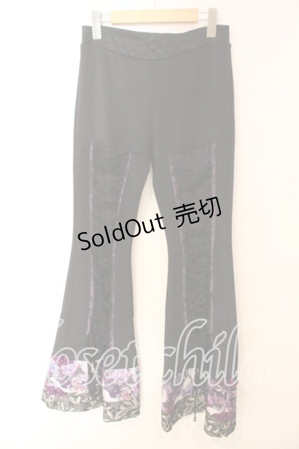 画像1: Qutie Frash / ブーツカットパンツ  ブラック×パープル O-25-12-15-089-QU-PA-OW-OS (1)