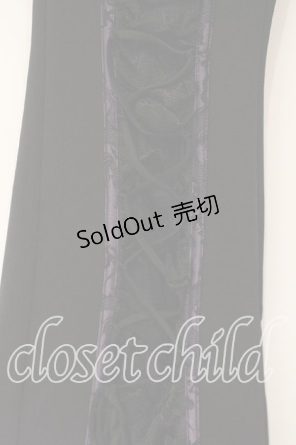 画像2: Qutie Frash / ブーツカットパンツ  ブラック×パープル O-25-12-15-089-QU-PA-OW-OS (2)