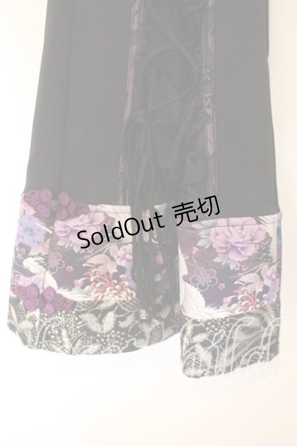 画像3: Qutie Frash / ブーツカットパンツ  ブラック×パープル O-25-12-15-089-QU-PA-OW-OS (3)