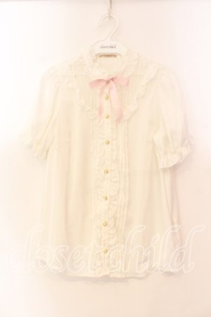 画像: Amavel / レース切替ハイネック半袖ブラウス M シロ O-25-12-15-019-CA-BL-OW-OS