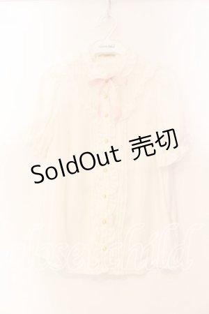 画像: Amavel / レース切替ハイネック半袖ブラウス M シロ O-25-12-15-019-CA-BL-OW-OS