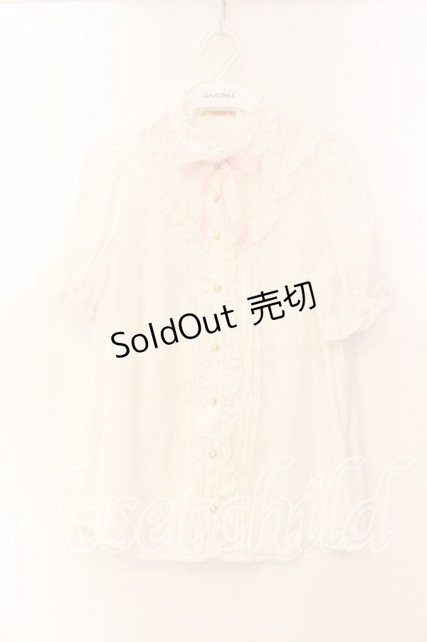 画像1: Amavel / レース切替ハイネック半袖ブラウス M シロ O-25-12-15-019-CA-BL-OW-OS (1)