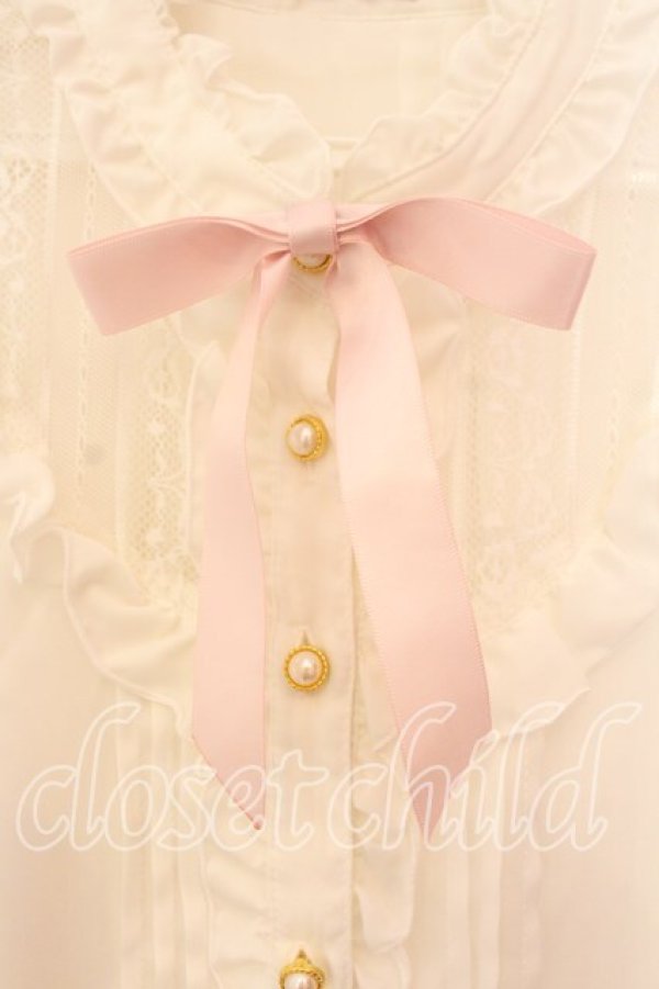 画像2: Amavel / レース切替ハイネック半袖ブラウス M シロ O-25-12-15-019-CA-BL-OW-OS (2)