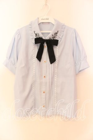 画像: axes femme POETIQUE / 終わらないお茶会刺繍ブラウス M サックス O-25-12-15-020-AX-BL-OW-OS