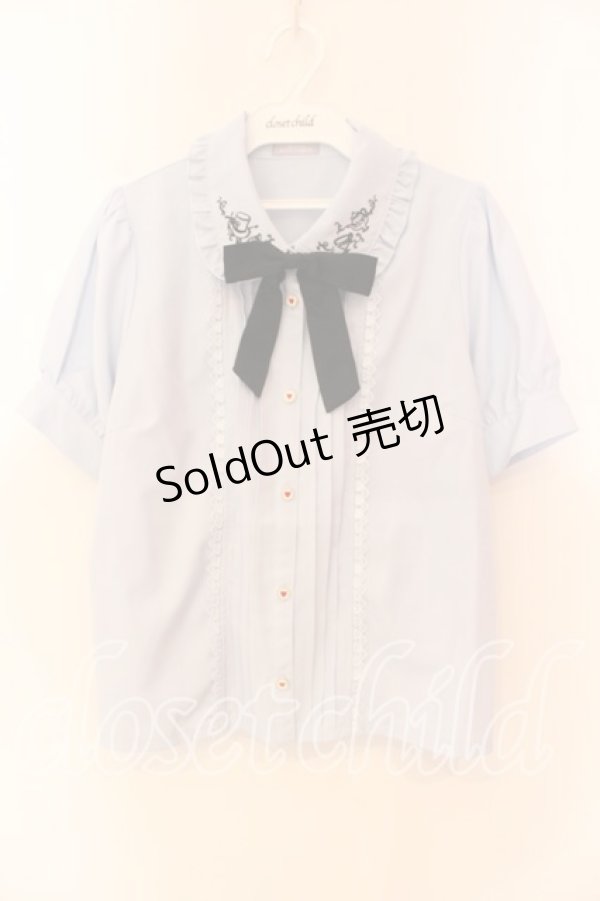 画像1: axes femme POETIQUE / 終わらないお茶会刺繍ブラウス M サックス O-25-12-15-020-AX-BL-OW-OS (1)