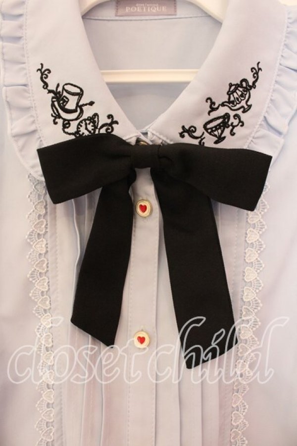 画像2: axes femme POETIQUE / 終わらないお茶会刺繍ブラウス M サックス O-25-12-15-020-AX-BL-OW-OS (2)