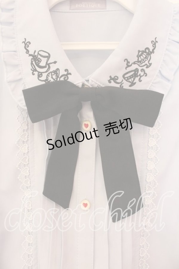 画像2: axes femme POETIQUE / 終わらないお茶会刺繍ブラウス M サックス O-25-12-15-020-AX-BL-OW-OS (2)