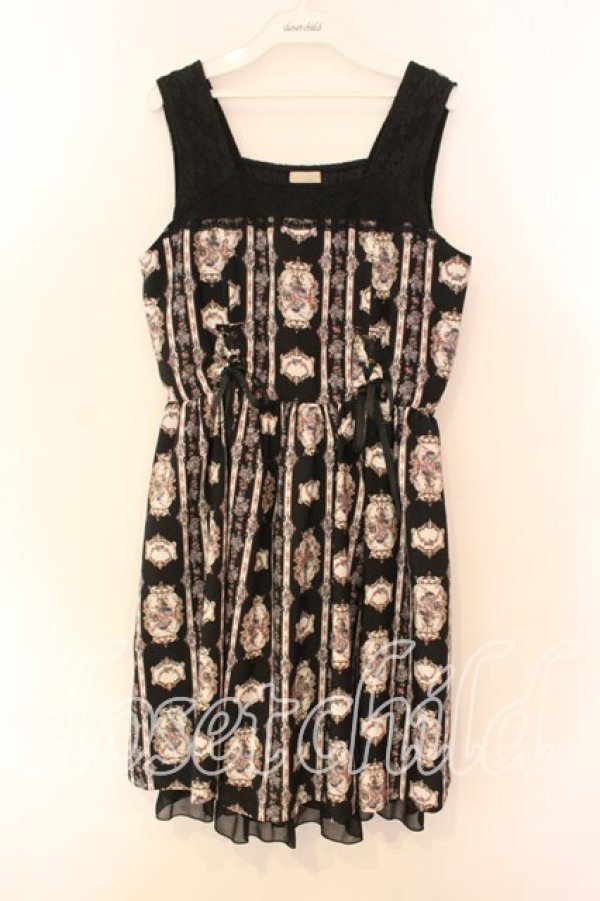 画像1: axes femme POETIQUE / バラフレームストライプワンピース M クロ O-25-12-15-022-AX-OP-OW-OS (1)