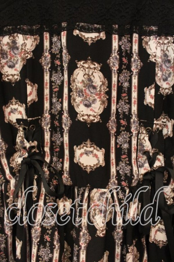 画像2: axes femme POETIQUE / バラフレームストライプワンピース M クロ O-25-12-15-022-AX-OP-OW-OS (2)