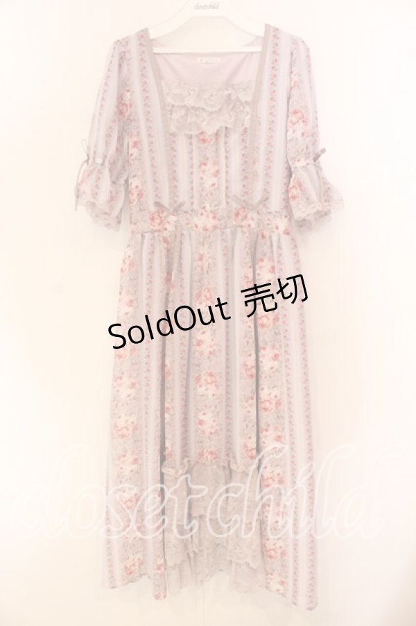 画像1: axes femme / カントリーローズワンピース  ラベンダー×ピンク O-25-12-15-003-AX-OP-IG-OS (1)