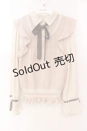 画像: axes femme POETIQUE / ニットベスト付きブラウス M ピンク×キナリ O-25-12-15-024-AX-TO-OW-OS