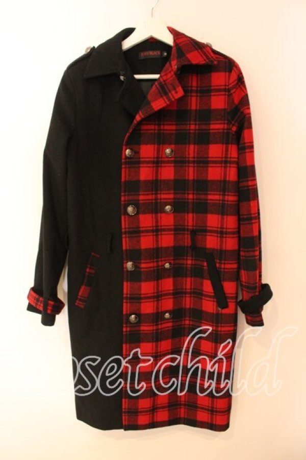 画像1: JURY BLACK / チェック切り替えコート M ブラック×レッド O-25-12-15-025-GL-CO-OW-OS (1)