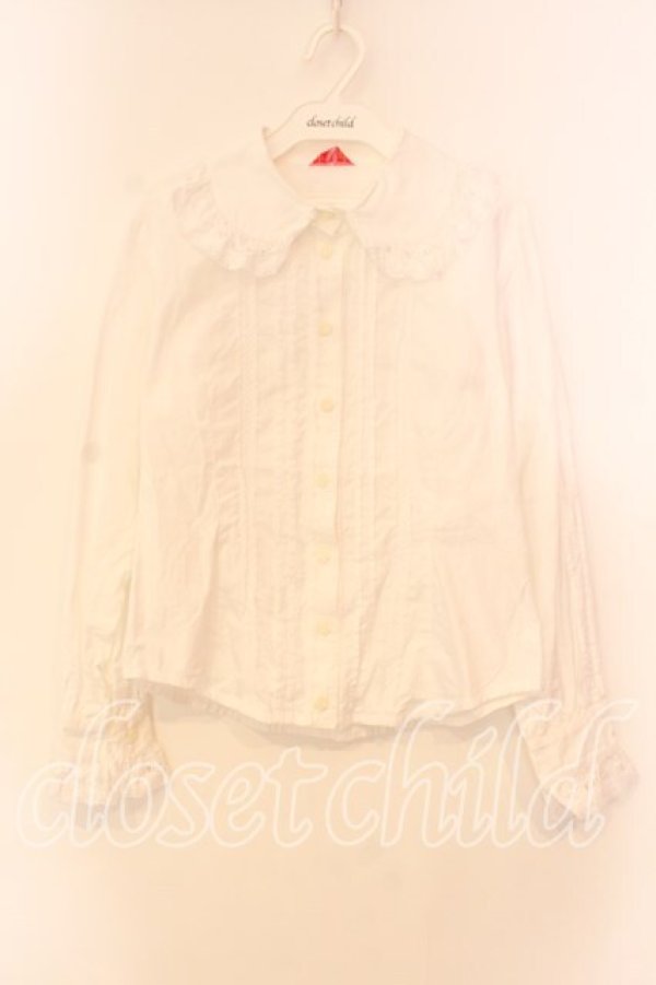 画像1: BABY,THE STARS SHINE BRIGHT / 王冠レースの袖ピンタックブラウス  シロ O-25-12-15-026-BA-BL-IG-OS (1)