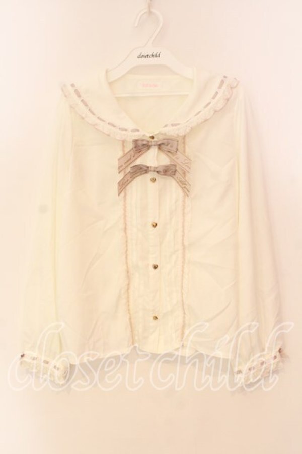 画像1: LIZ LISA / ダブルリボンブラウス  シロ×ピンク O-25-12-15-028-LO-BL-OW-OS (1)