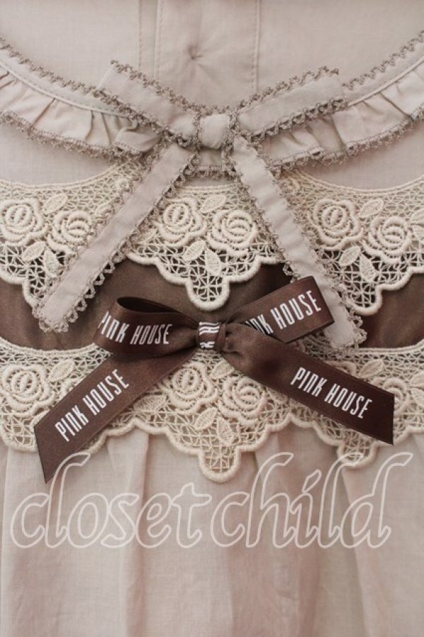 画像2: PINK HOUSE / ケミカルレース使いブラウス  ブラウン系 O-25-12-15-031-LO-BL-OW-OS (2)