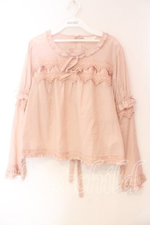画像: PINK HOUSE / ケミカルレース使いブラウス  ピンク O-25-12-15-032-LO-BL-OW-OS