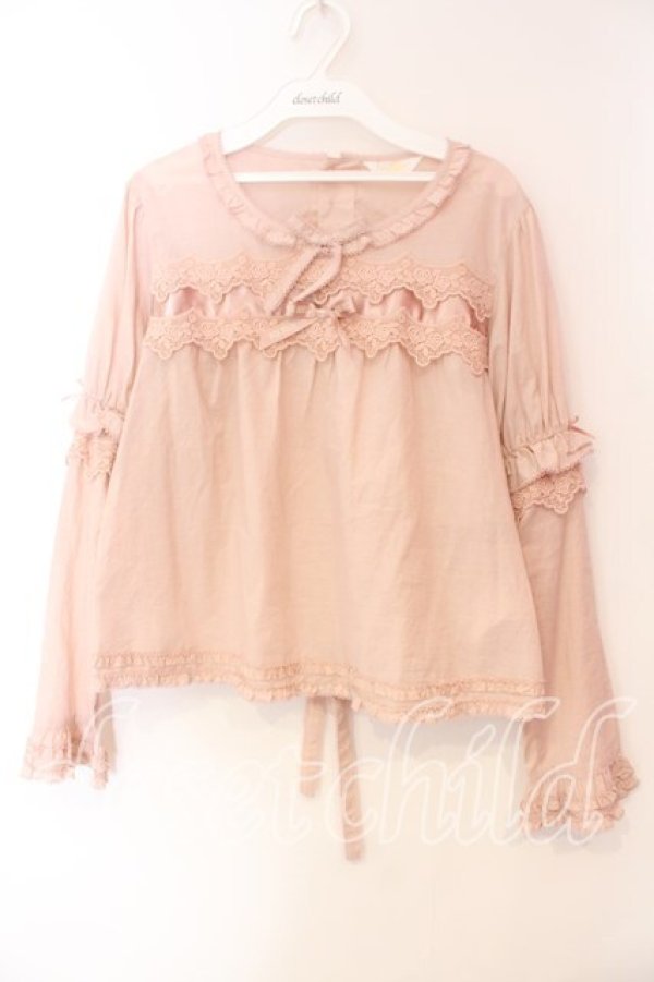 画像1: PINK HOUSE / ケミカルレース使いブラウス  ピンク O-25-12-15-032-LO-BL-OW-OS (1)
