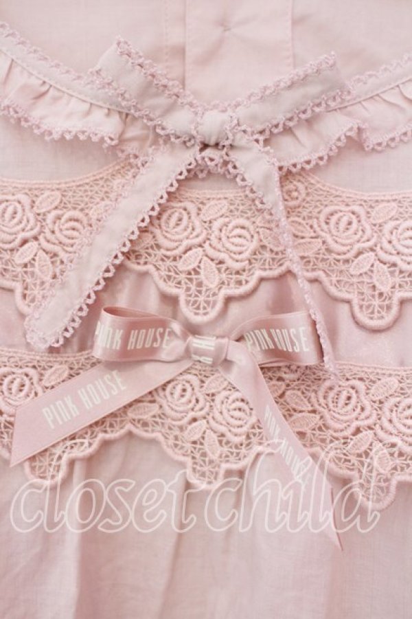 画像2: PINK HOUSE / ケミカルレース使いブラウス  ピンク O-25-12-15-032-LO-BL-OW-OS (2)