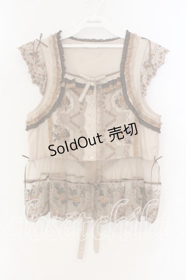 画像1: PINK HOUSE / ロココレース使いベスト  ブラウン O-25-12-15-034-LO-TO-OW-OS (1)