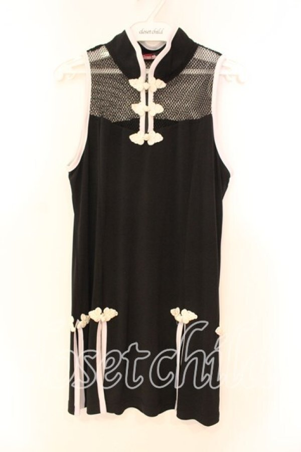 画像1: Qutie Frash / メッシュスリットタンク  ブラック×ホワイト O-25-12-16-003-QU-TO-OW-OS (1)