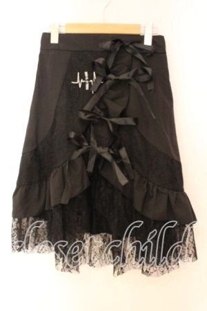 画像: NieR Clothing / ヘムレースフレアスカート  ブラック O-25-12-16-035-PU-SK-IG-OS