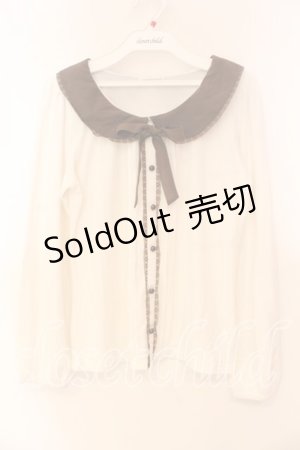 画像: LODISPOTTO / シフォンカラーカットソー  シロ×ブラウン O-25-12-16-036-LO-TO-IG-ZT1219Z