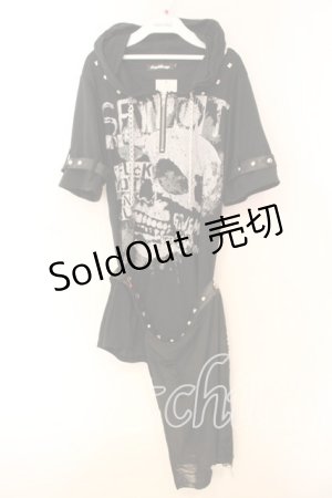 画像: SEX POT ReVeNGe / ワイヤーフードプリントプルオーバー  ブラック O-25-12-16-040-SP-TO-IG-OS