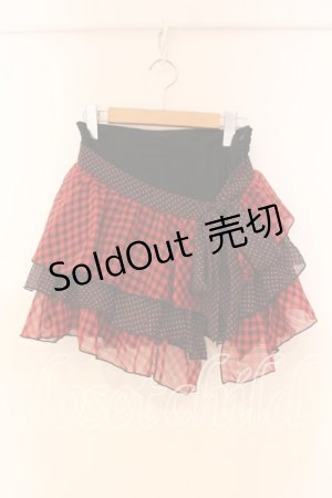 画像: ALGONQUINS / シフォンティアード巻きスカート  ブラック×レッド O-25-12-16-042-AL-SK-IG-OS