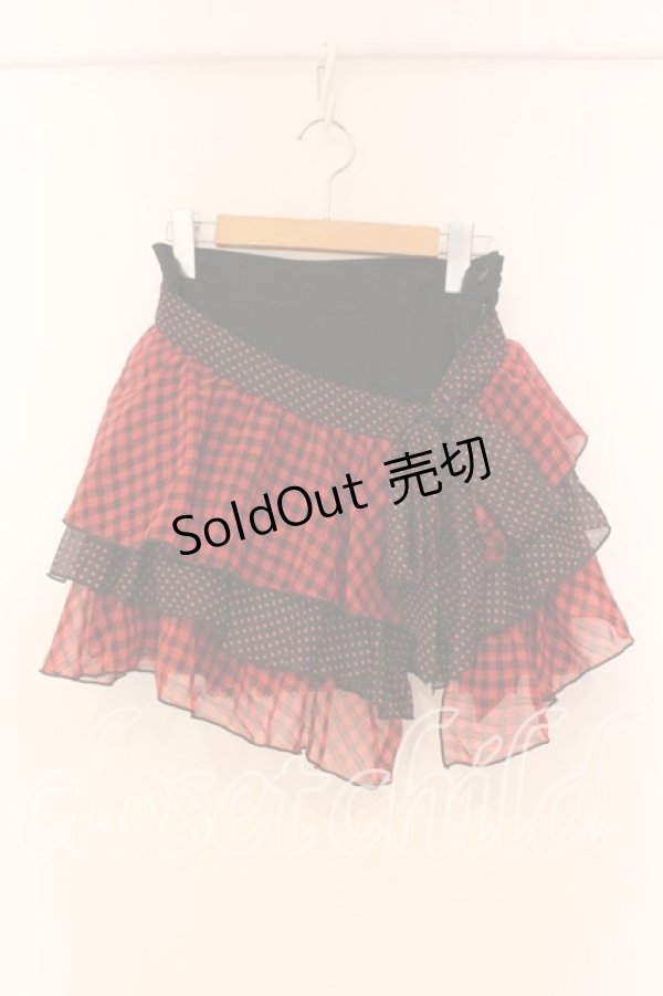 画像1: ALGONQUINS / シフォンティアード巻きスカート  ブラック×レッド O-25-12-16-042-AL-SK-IG-OS (1)