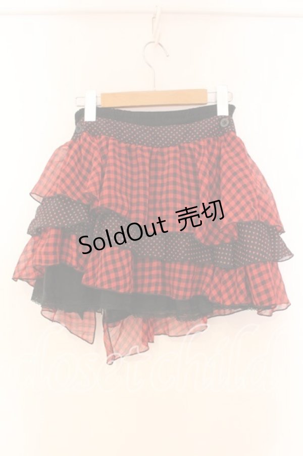 画像3: ALGONQUINS / シフォンティアード巻きスカート  ブラック×レッド O-25-12-16-042-AL-SK-IG-OS (3)