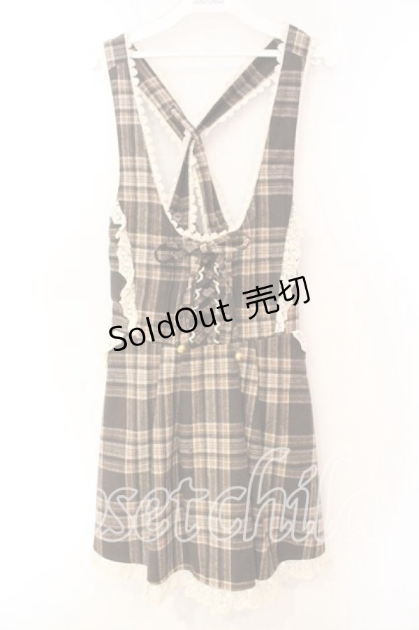 LIZ LISA / レース配色レースアップジャンパースカート ブラウン O-25