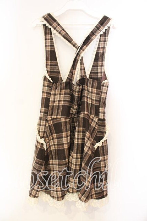 画像3: LIZ LISA / レース配色レースアップジャンパースカート  ブラウン O-25-12-16-045-LO-OP-IG-OS (3)