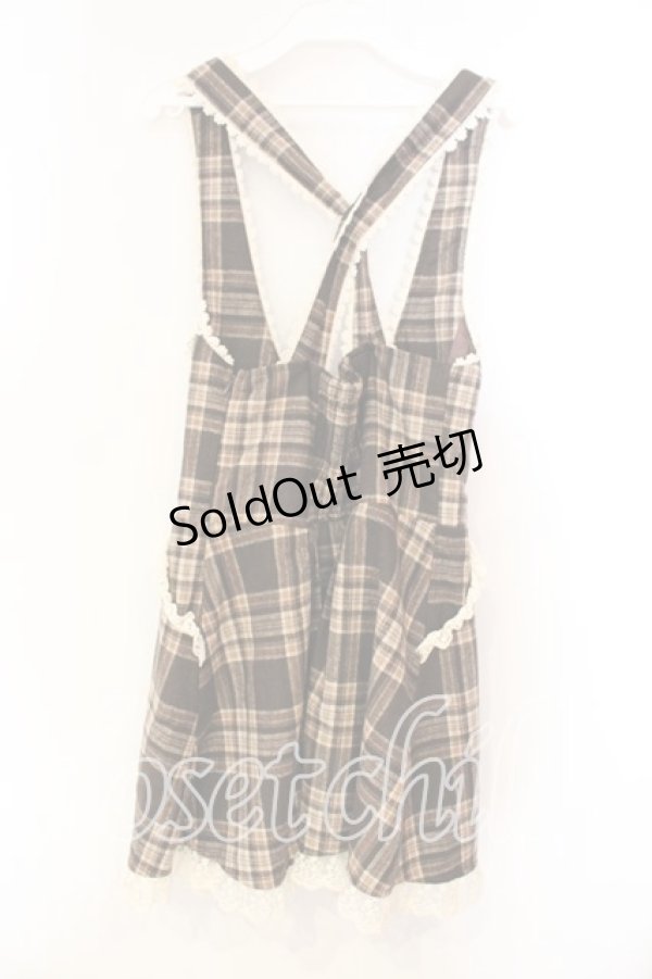 LIZ LISA / レース配色レースアップジャンパースカート ブラウン O-25