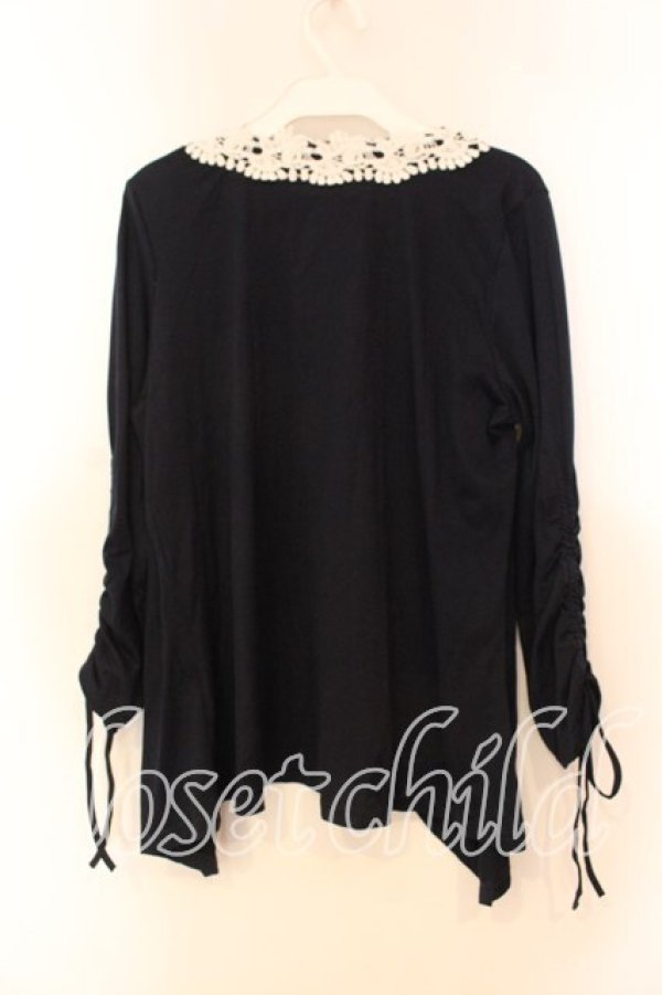 画像2: Honey Bunch / レース配色トッパーカーディガン 1 ネイビー×シロ O-25-12-16-047-LO-TO-IG-OS (2)