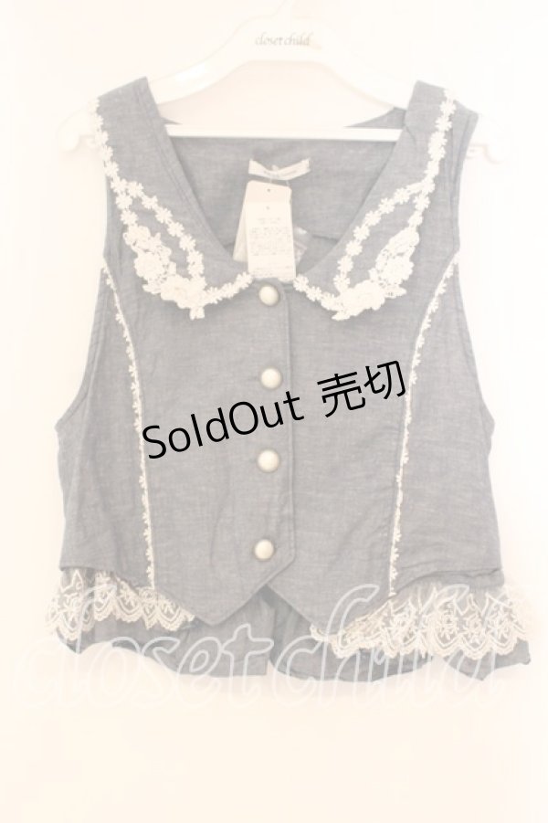 画像1: axes femme / フラワーレースベスト M ブルー O-25-12-16-057-AX-TO-IG-OS (1)
