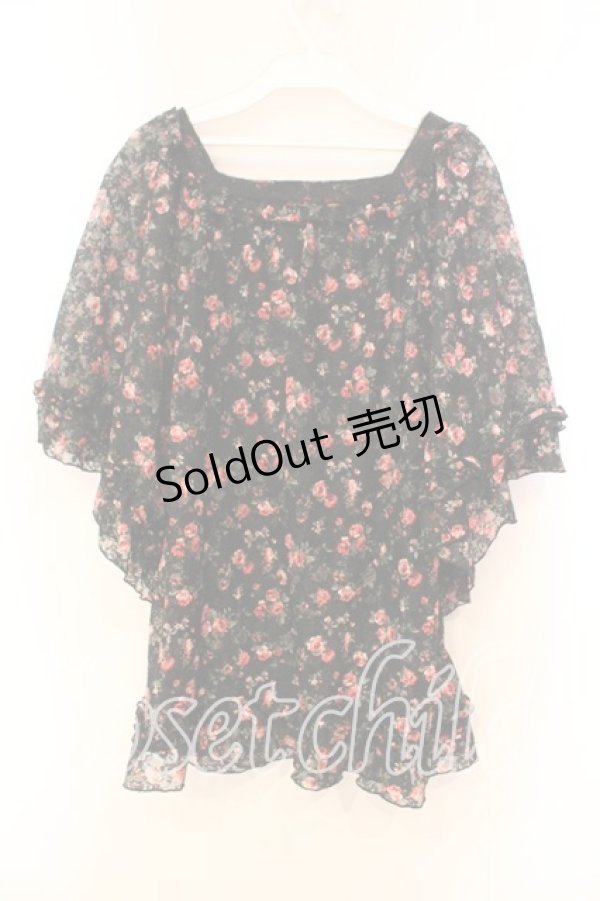 画像2: axes femme / 総レース花柄スクエアチュニック M クロ O-25-12-16-061-AX-TO-IG-OS (2)