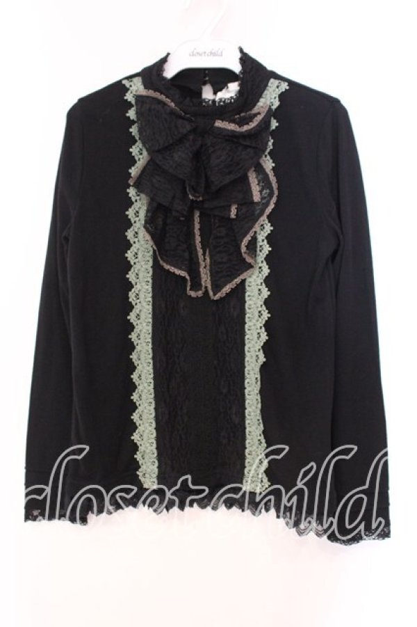 画像1: axes femme / レースBigリボンカットソー M クロ O-25-12-16-062-AX-TO-IG-OS (1)