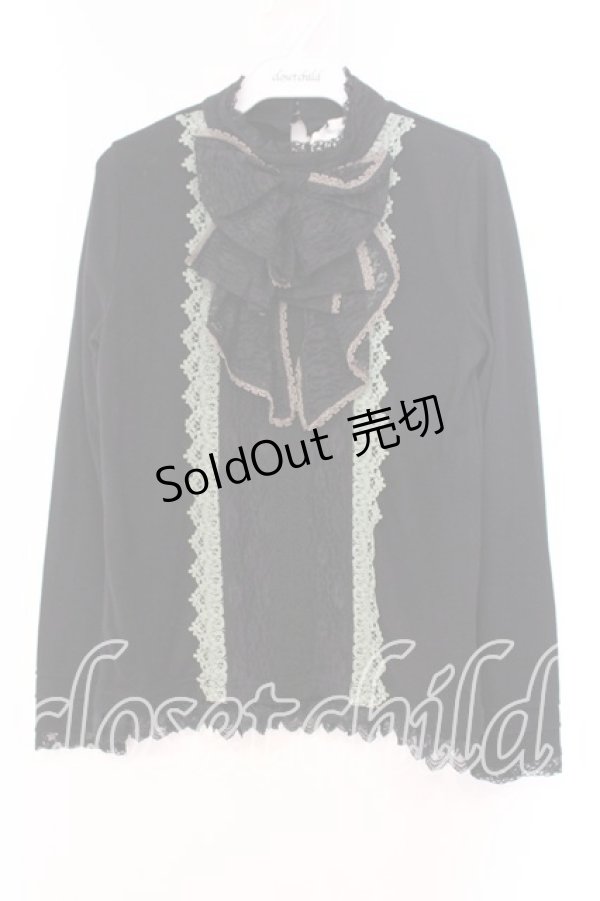 画像1: axes femme / レースBigリボンカットソー M クロ O-25-12-16-062-AX-TO-IG-OS (1)