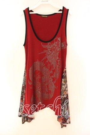 画像: Qutie Frash / 気楡茶閃洸 Aラインチュニック  レッド O-25-12-16-006-QU-OP-OW-OS