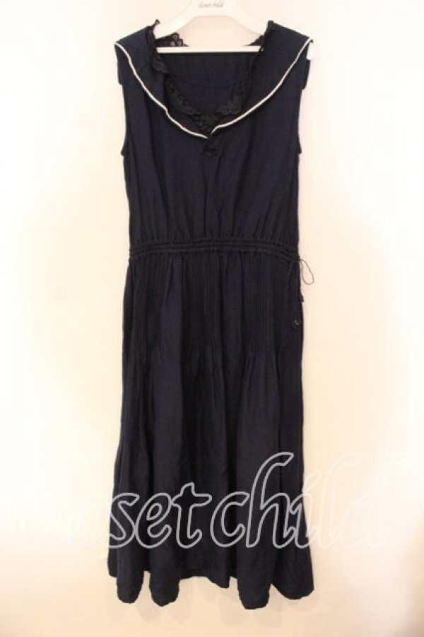 画像1: Cherir la femme / リボンセーラーブラウジングワンピース Ｍ ネイビー O-25-12-16-075-LO-OP-IG-OS (1)