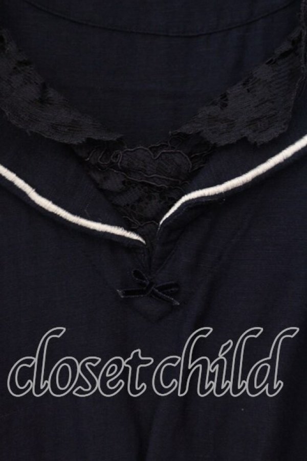 画像2: Cherir la femme / リボンセーラーブラウジングワンピース Ｍ ネイビー O-25-12-16-075-LO-OP-IG-OS (2)