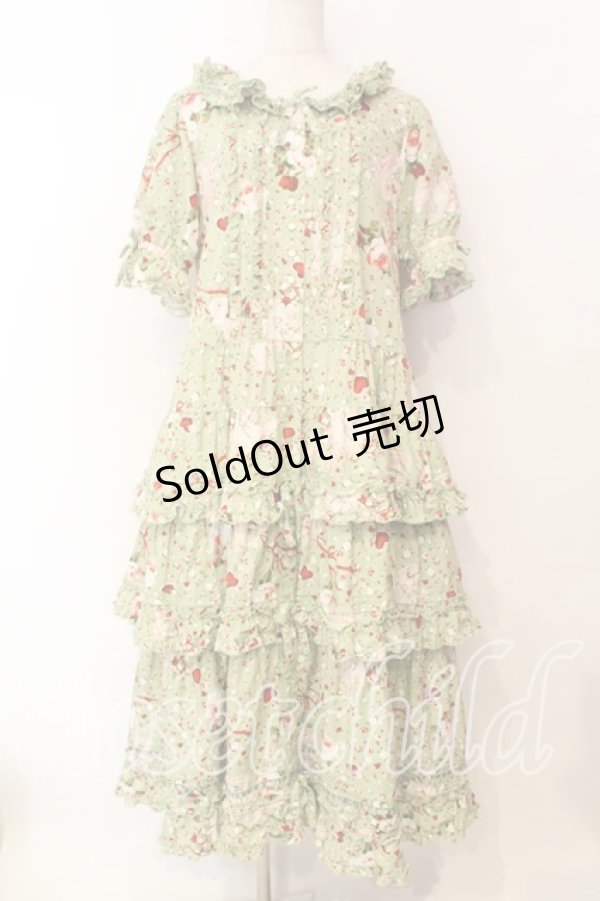 画像1: PINK HOUSE / オーナメントローズプリントワンピース  ミント O-25-12-16-084-LO-OP-IG-OS (1)