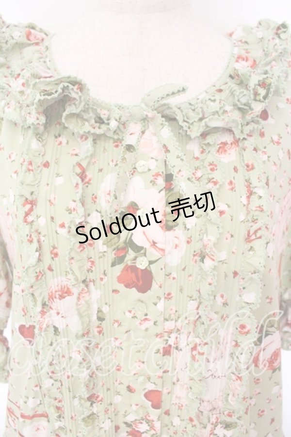 画像2: PINK HOUSE / オーナメントローズプリントワンピース  ミント O-25-12-16-084-LO-OP-IG-OS (2)