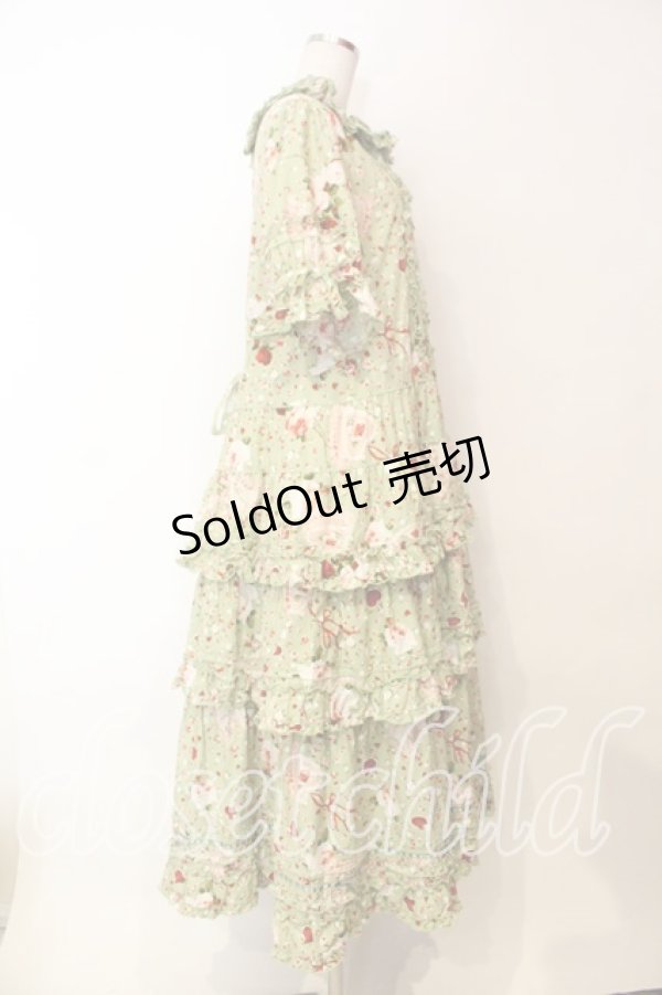 画像4: PINK HOUSE / オーナメントローズプリントワンピース  ミント O-25-12-16-084-LO-OP-IG-OS (4)
